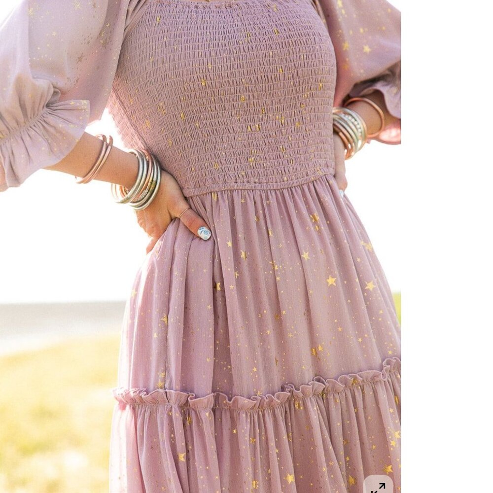Ivy City‎ Co Starry Night Dress Size 2XL Lilac Gold Foil